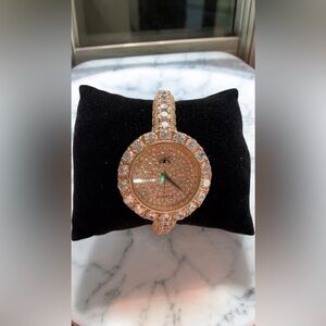 ADEE KAYE womens Swarovski crystal watch Rose Gold Toned Wristwatch Bling Time